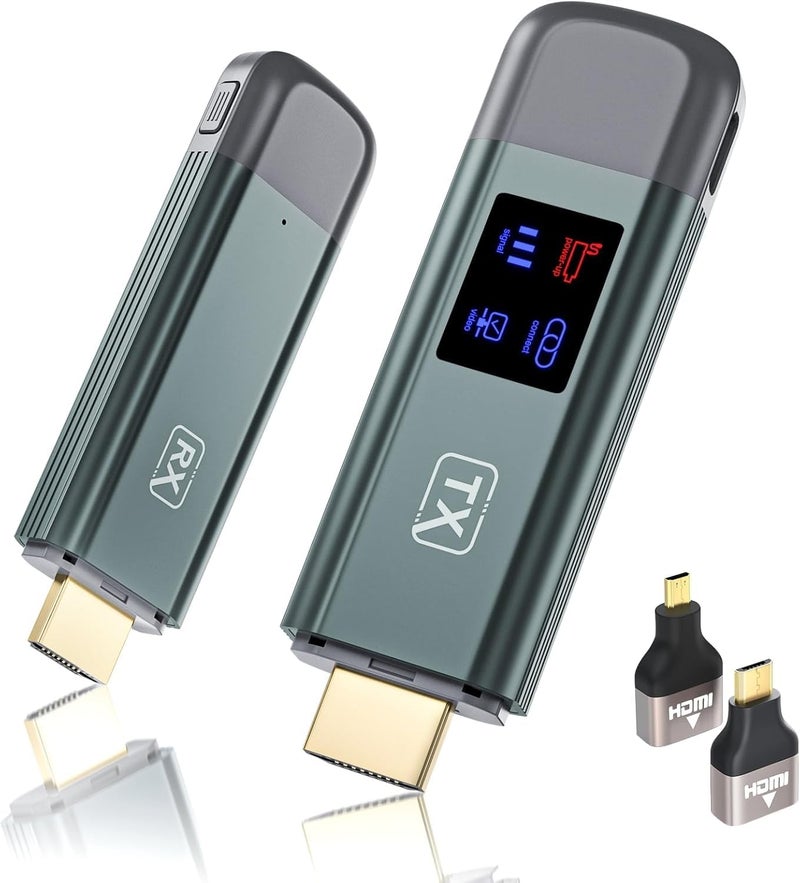 TTQ Wireless HDMI Transmitter and Receiver, Wireless HDMI Extender 4K Supported, Metal Housing, LED Display, 100FT Range, 2.4G&5G, for PC/Laptop/Camera/HDTV/Projector/TV Box, No App/Bluetooth Needed - Image 1
